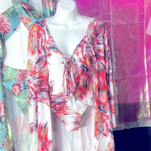 One piece swimsuit with cover up